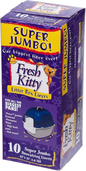 10 Count Fresh Kitty Litter Box Liners Super Thick, Durable, Easy Clean Up Jumbo Drawstring Scented, Bags for Pet Cats