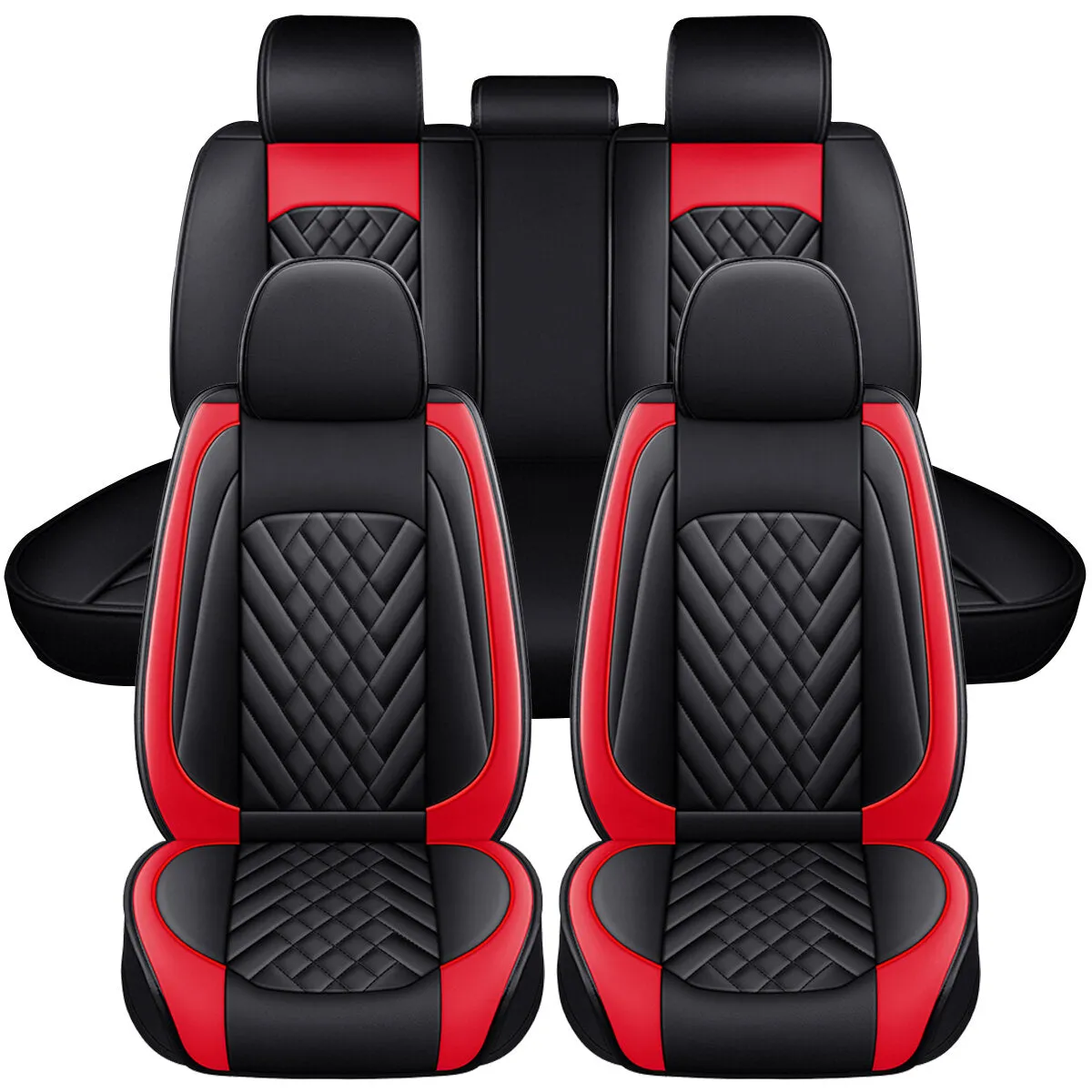 11pcs Universal 5 Seater Car Seat Covers - PU Leather Non-Slip Cushion Protector Mat