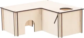 1pc Wooden Multi-Chamber Hamster Hideout House Cozy Nest for Pets Decorate Arched Doors Sleeping Place for Hamsters Mice Gerbils