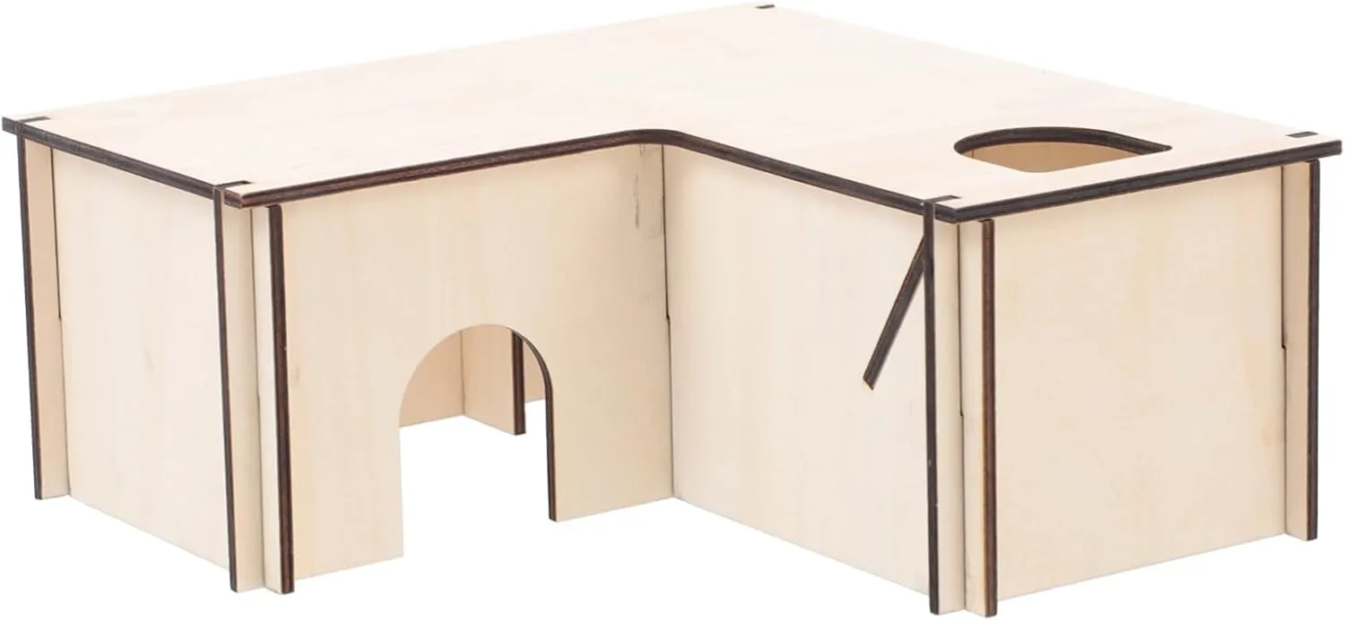 1pc Wooden Multi-Chamber Hamster Hideout House Cozy Nest for Pets Decorate Arched Doors Sleeping Place for Hamsters Mice Gerbils