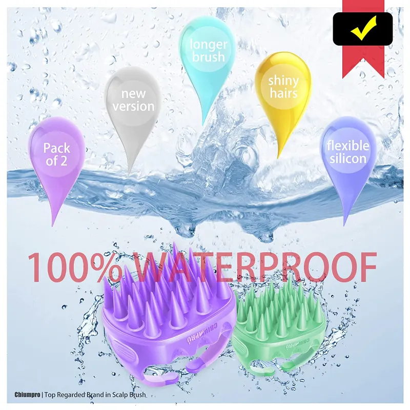 2 Pack Massaging Shampoo Brush Scalp Exfoliators for Dandruff Removal