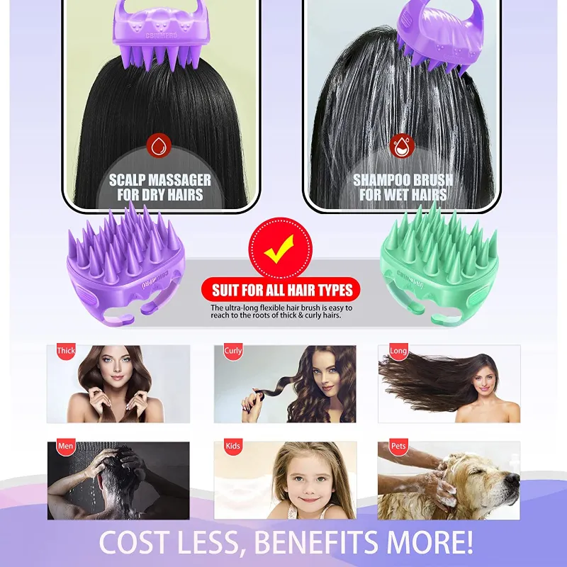 2 Pack Massaging Shampoo Brush Scalp Exfoliators for Dandruff Removal
