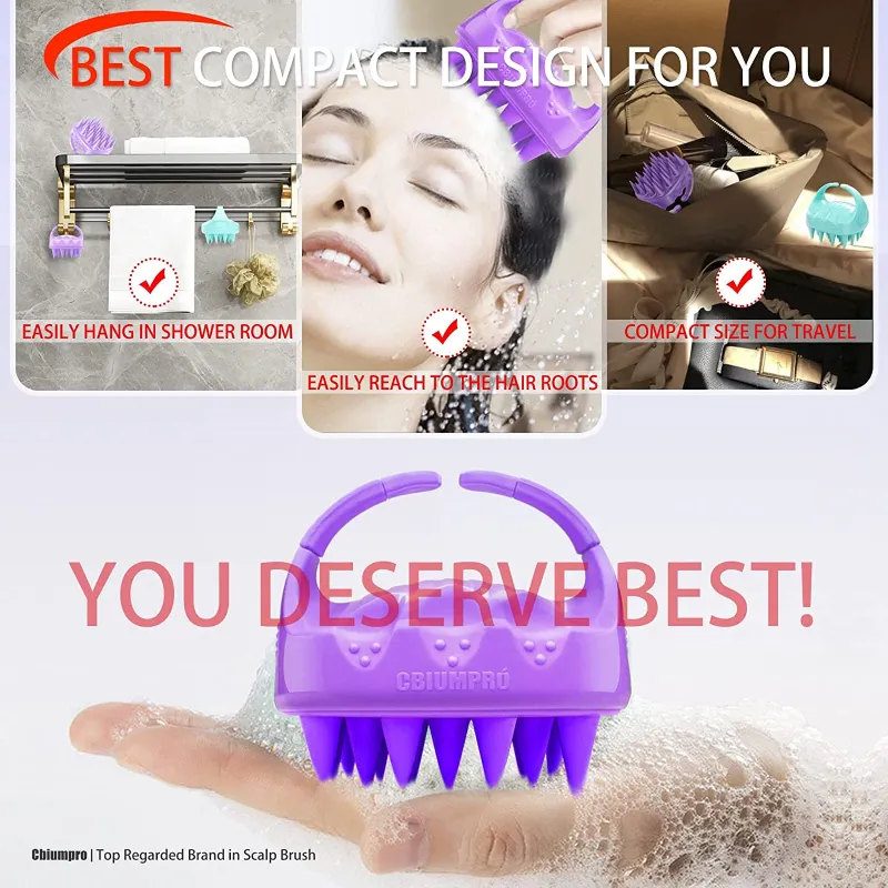 2 Pack Massaging Shampoo Brush Scalp Exfoliators for Dandruff Removal