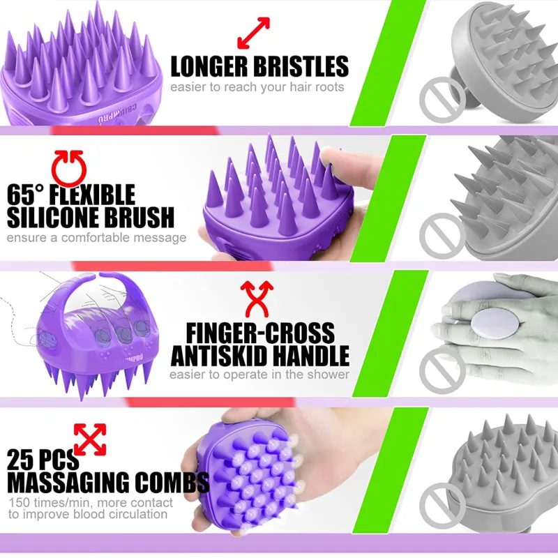 2 Pack Massaging Shampoo Brush Scalp Exfoliators for Dandruff Removal
