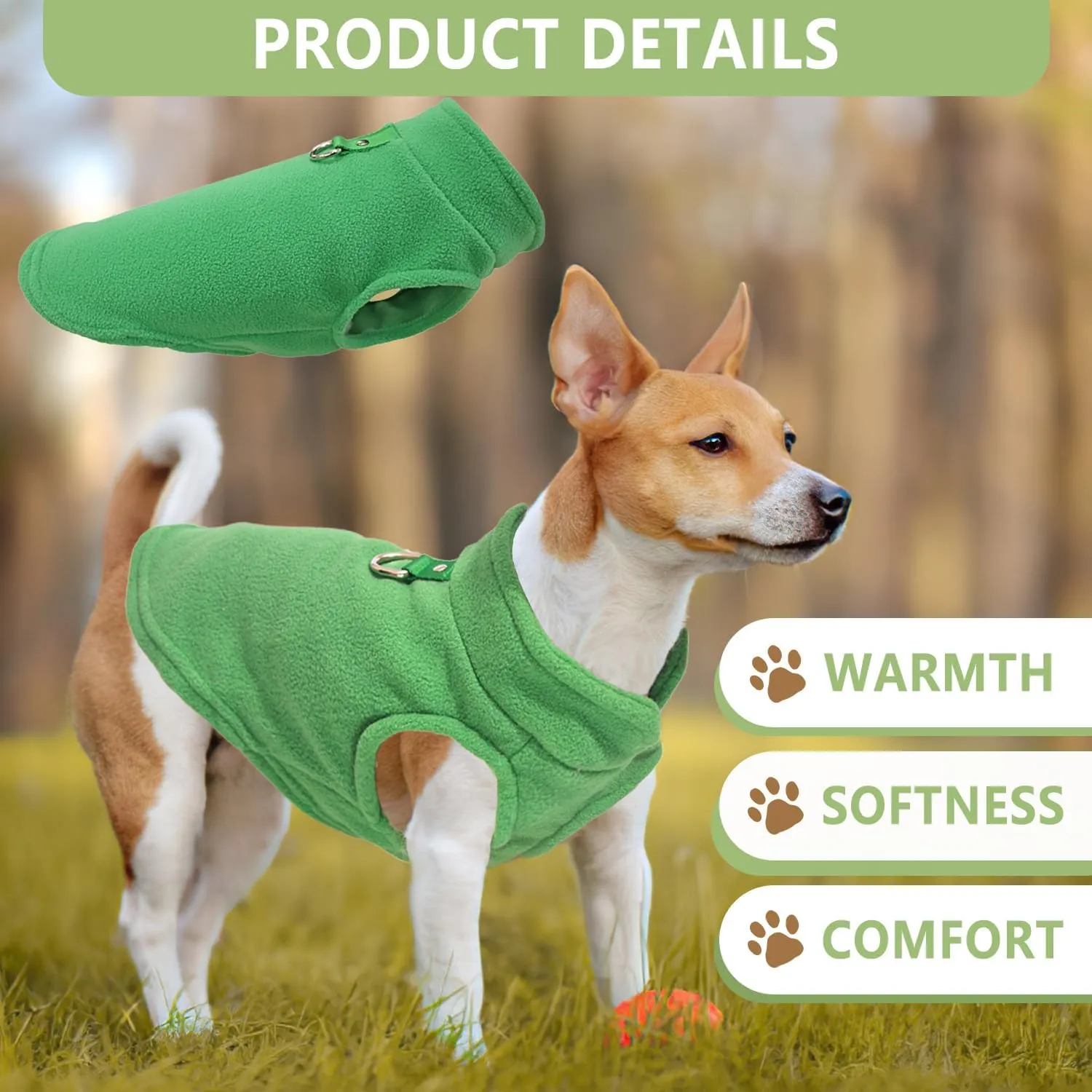 2 Pieces Fleece Dog Sweater Vest Winter Warm Dog Sweaters for Small Dogs Male Female Fall Pullover Doggie Clothes with D-Ring Soft Puppy Cold Weather Coat Clothing (Blue,Green, Medium)