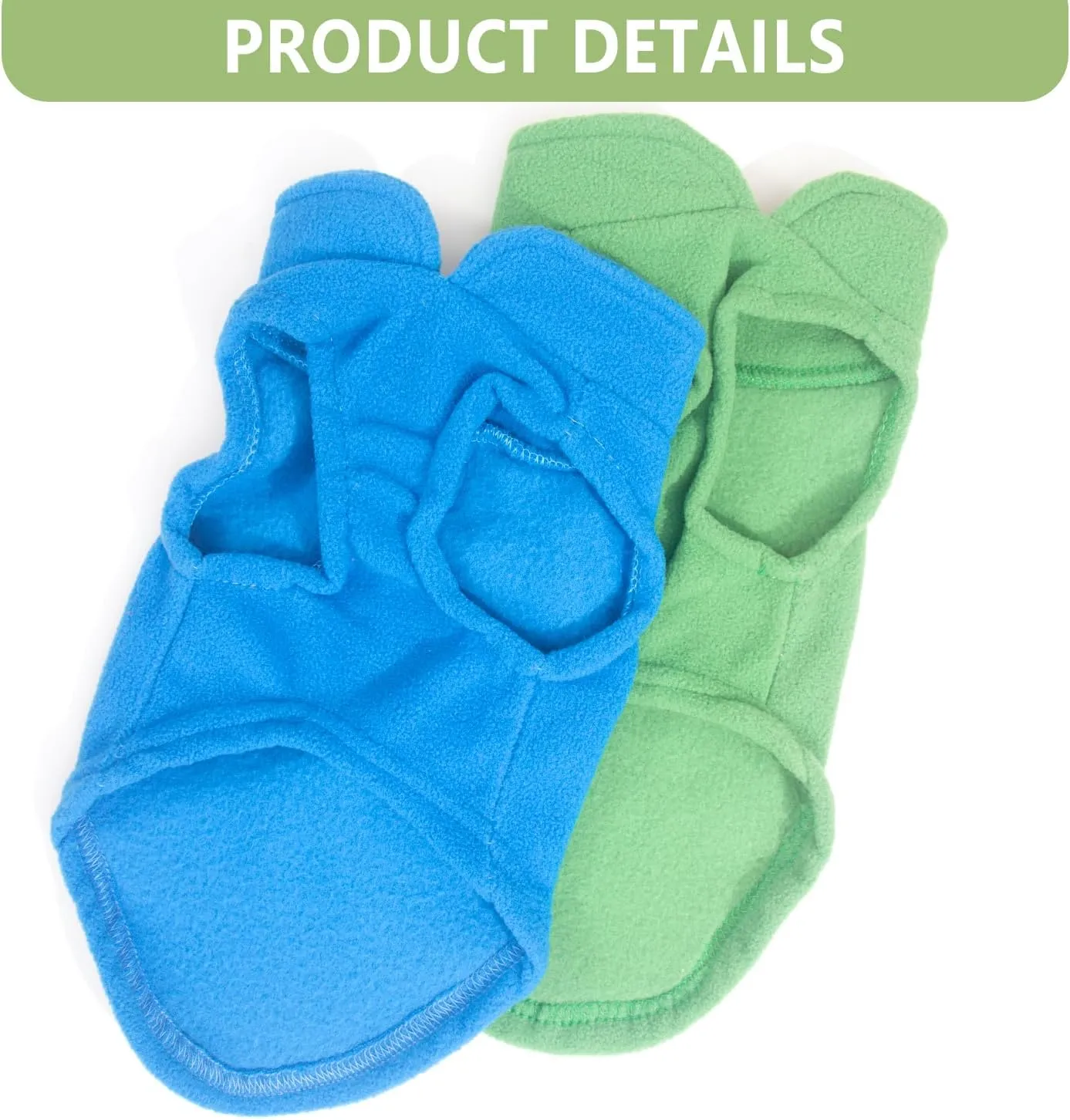 2 Pieces Fleece Dog Sweater Vest Winter Warm Dog Sweaters for Small Dogs Male Female Fall Pullover Doggie Clothes with D-Ring Soft Puppy Cold Weather Coat Clothing (Blue,Green, Medium)