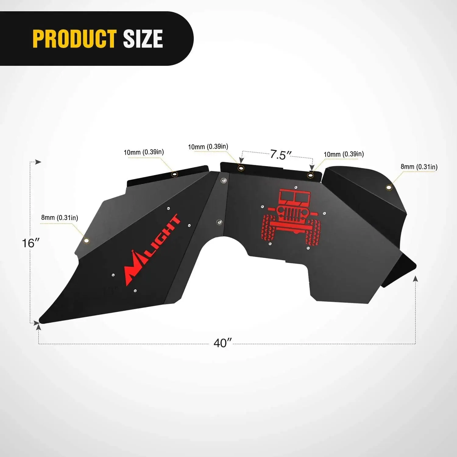 2007-2018 Jeep Wrangler JK JKU 4WD Front Inner Fender Liners Wheel Cover