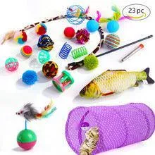 22-Piece Funny Cat Toy Set With Cat Tunnel - Interactive Pet Toys For Endless Fun by Dog Hugs Cat