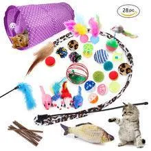 22-Piece Funny Cat Toy Set With Cat Tunnel - Interactive Pet Toys For Endless Fun by Dog Hugs Cat