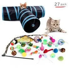 22-Piece Funny Cat Toy Set With Cat Tunnel - Interactive Pet Toys For Endless Fun by Dog Hugs Cat