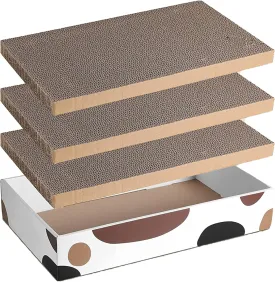 3 Packs Cat Scratcher Pad with Cat Box,Durable Cat Scratcher Cardboard Refill,3 in 1 Recyclable Cardboard Cat House Suitable for Cats to Rest,Grind Claws and Play,Reversible Scratch Box 17"x10"