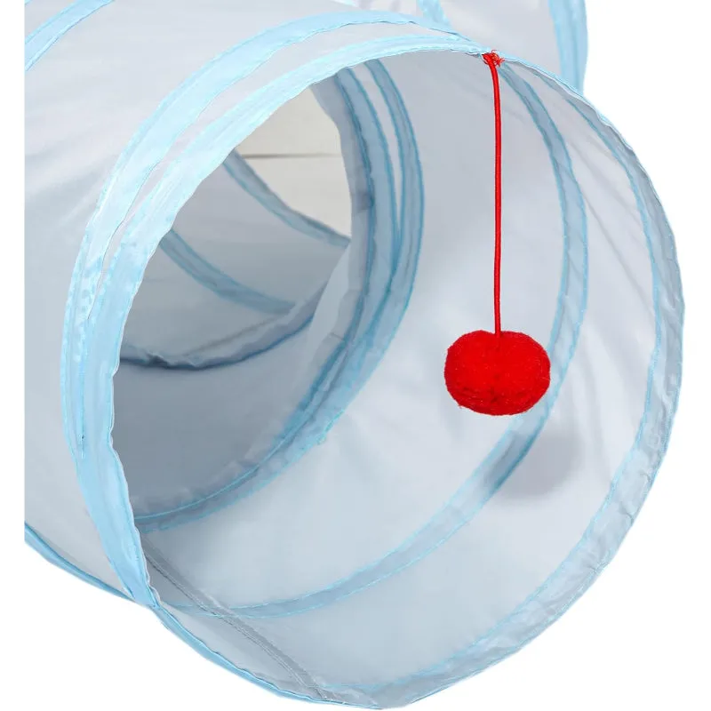 3 Way Collapsible Cat Tunnel Toy With Peek Hole And Ball