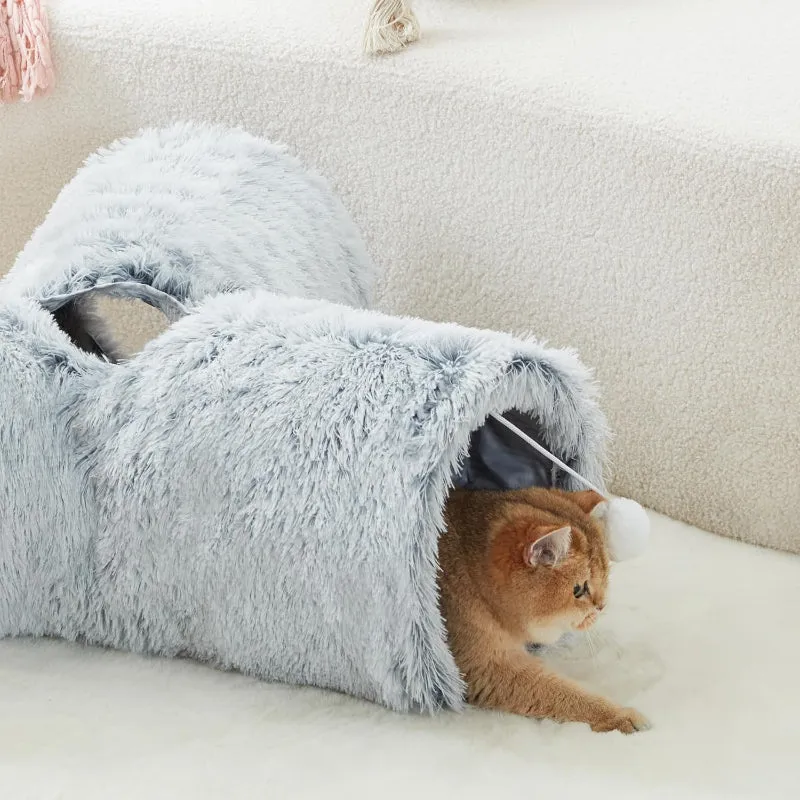 3 Way Collapsible Cat Tunnel Toy With Peek Hole And Ball
