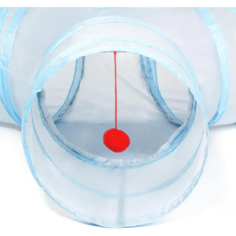 3 Way Collapsible Cat Tunnel Toy With Peek Hole And Ball