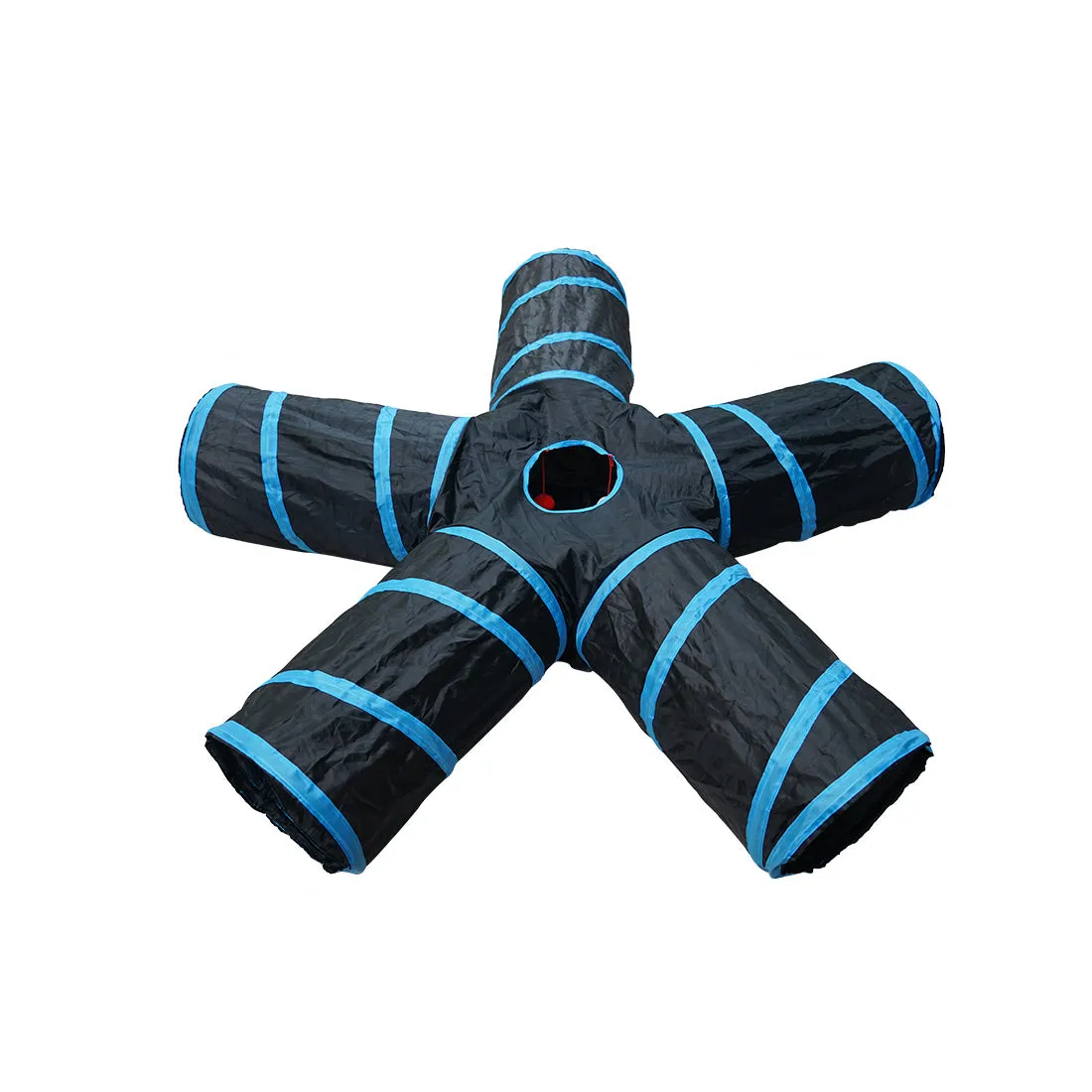 5 Way Cat Tunnel with Bell Kitten Collapsible Tube Play Toy Exercise Peek Hole