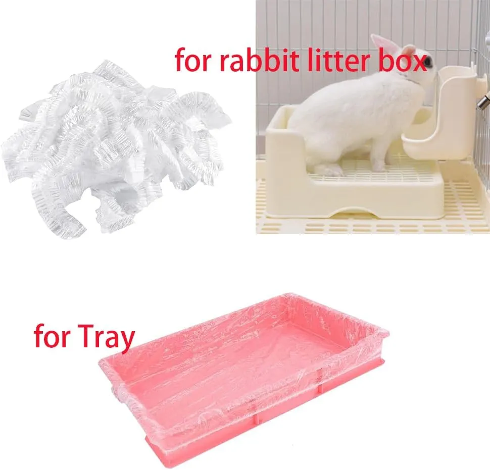 50 Pcs Disposable Rabbit Cage Liner Plastic Toilet Film Leak-Proof for Small Animals Bunny Guinea Pig Bird Cage Liners Litter Box Crate Tray Drawer Quick Cleanup Essentials Indoor (Large)