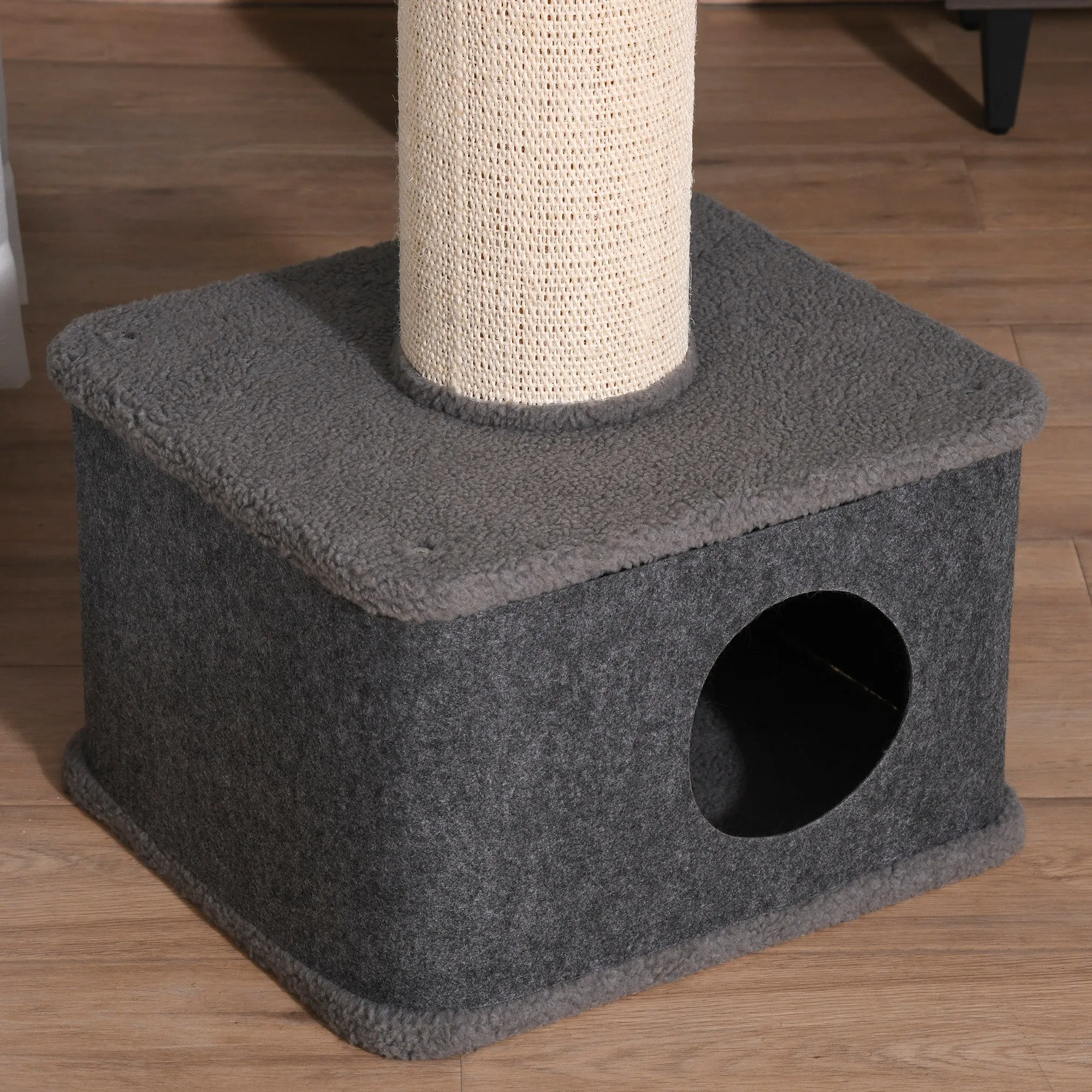 96cm Cat Tree for Indoor Cats Kitten Tower Multi level Activity Center Pet Furniture with Sisal Scratching Post Condo Removable Cover Grey