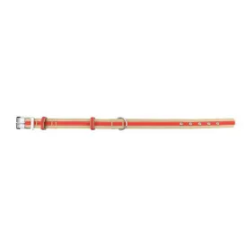 Adjustable Khaki Brown and Red Striped Heavy Duty Nylon Dog Collar - Extra Large