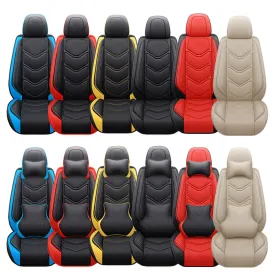 Adjustable Universal Leather 5 Car Seat Cover Full Set