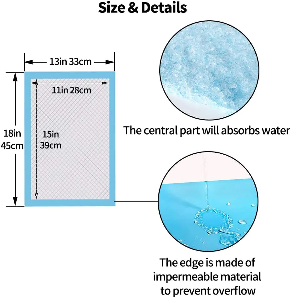 Amakunft Rabbit Pee Pads, Pet Toilet/ Potty Training Pads, Super Absorbent Guinea Pig Disposable Diaper for Hedgehog, Hamster, Chinchilla, Cat, Reptile and Other Small Animal (50pcs-18 x13, Blue)