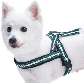 Blueberry Pet 6 Colors Soft & Comfy Jacquard Padded Dog Harness, Chest Girth 25.5" - 31.5", Teal Blue, M/L, Reflective Adjustable Harnesses for Dogs