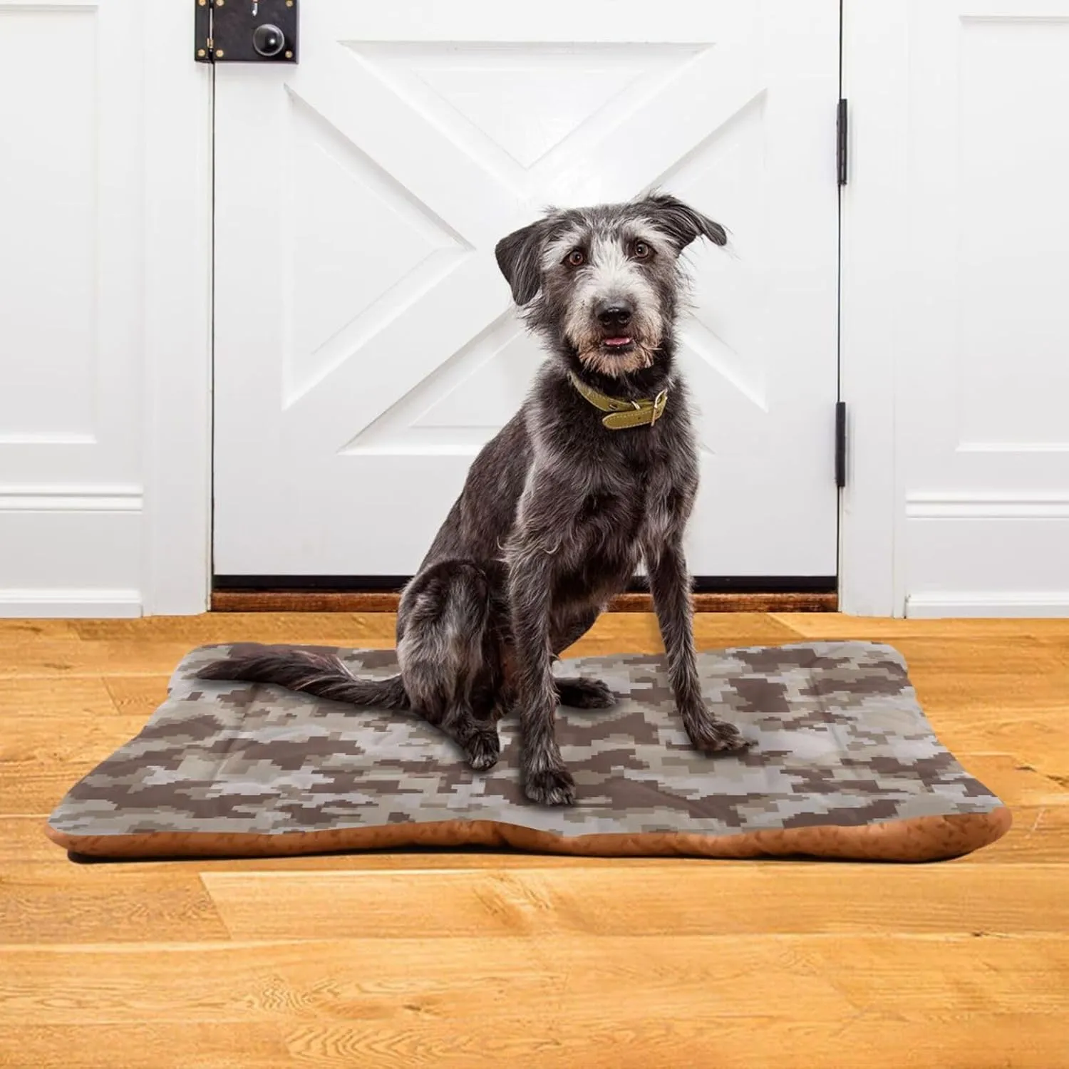 Brown Camouflage Pet Mat, Comfortable Soft Dog Crate Pad Anti-Slip Pet Mattress for Small Medium Large Dogs and Cats, 24 x 18 Inch