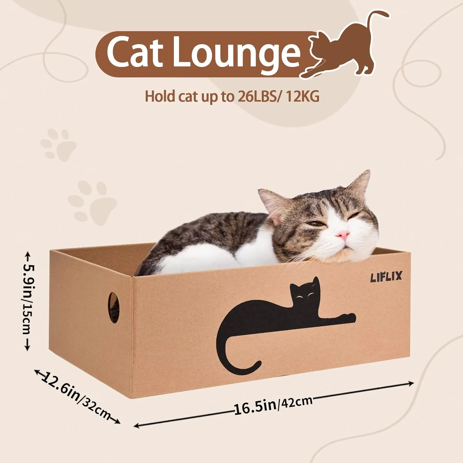 Cardboard Cat Scratcher with Box, 5PCS Reversible Cat Scratch Pads in Large Cat Scratcher Box, Cat Scratcher Lounge for Indoor Cats to Rest and Play, 16.5" 12.6 5.9
