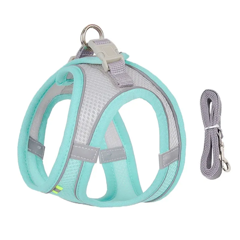 Cat & Dog Adjustable Harness Leash Set - Vest Style Collar - Pet Walking Lead