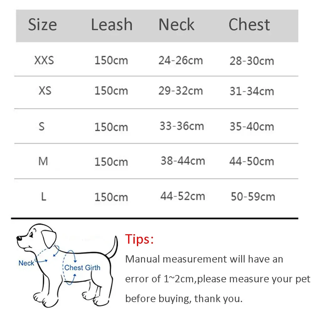 Cat & Dog Adjustable Harness Leash Set - Vest Style Collar - Pet Walking Lead