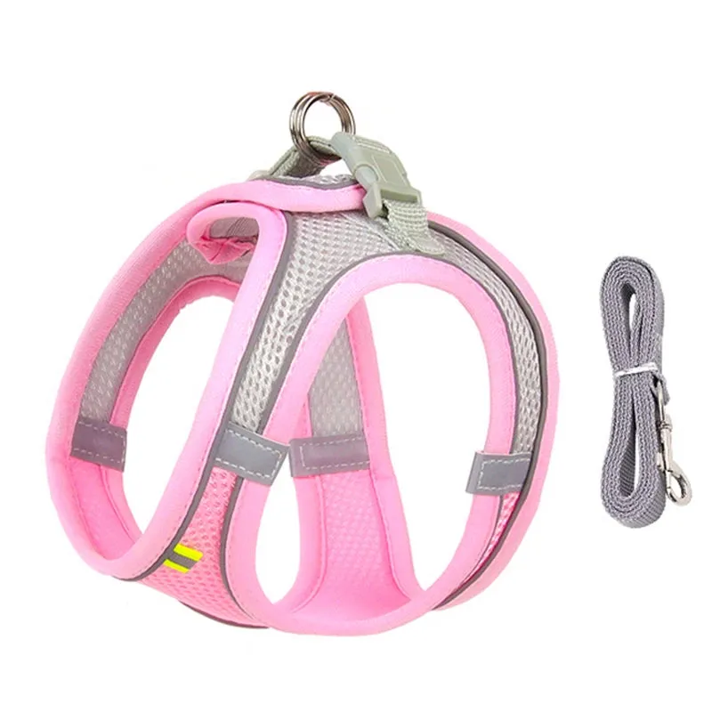Cat & Dog Adjustable Harness Leash Set - Vest Style Collar - Pet Walking Lead