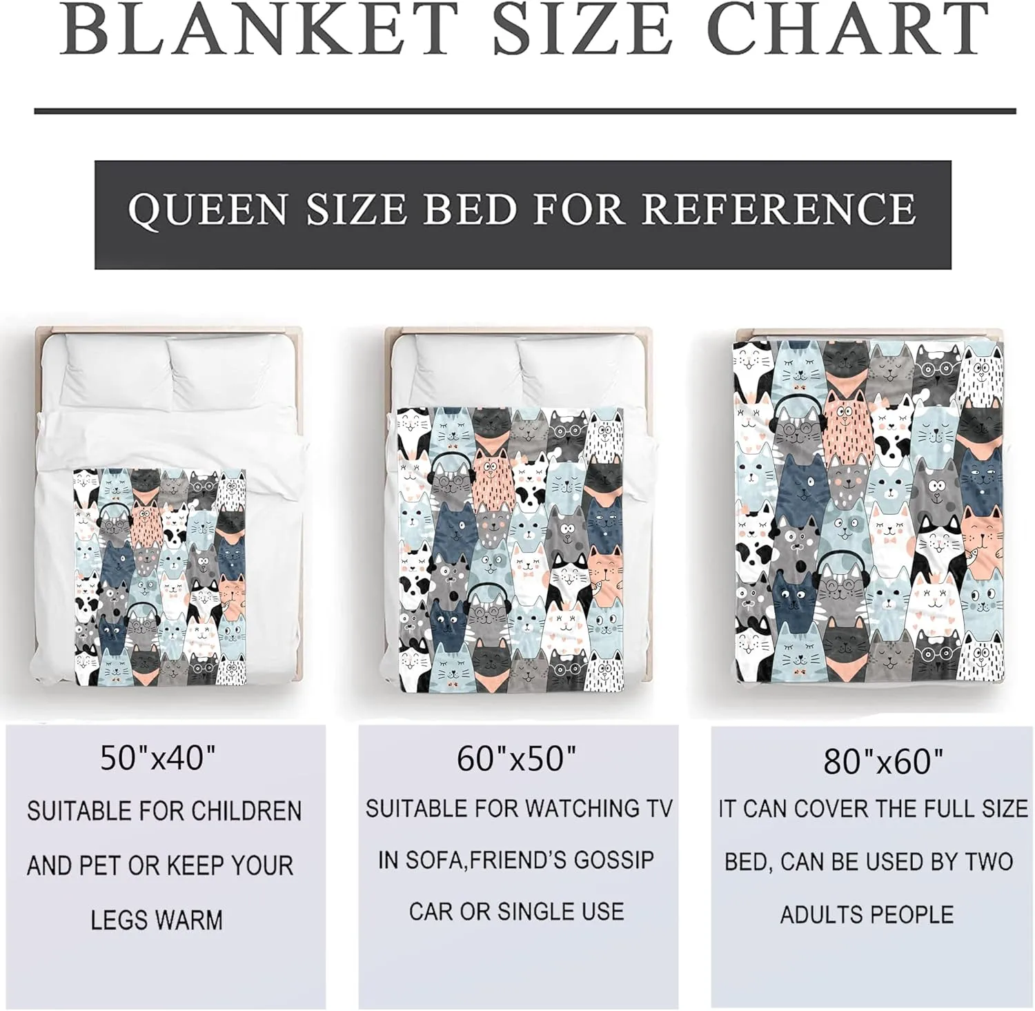 Cat Blanket Ultra Soft Flannel Merch Cat Throw Blanket Stuff Gifts for Cats Lovers for Girls Women Kids Boys Adults 50"X 40"