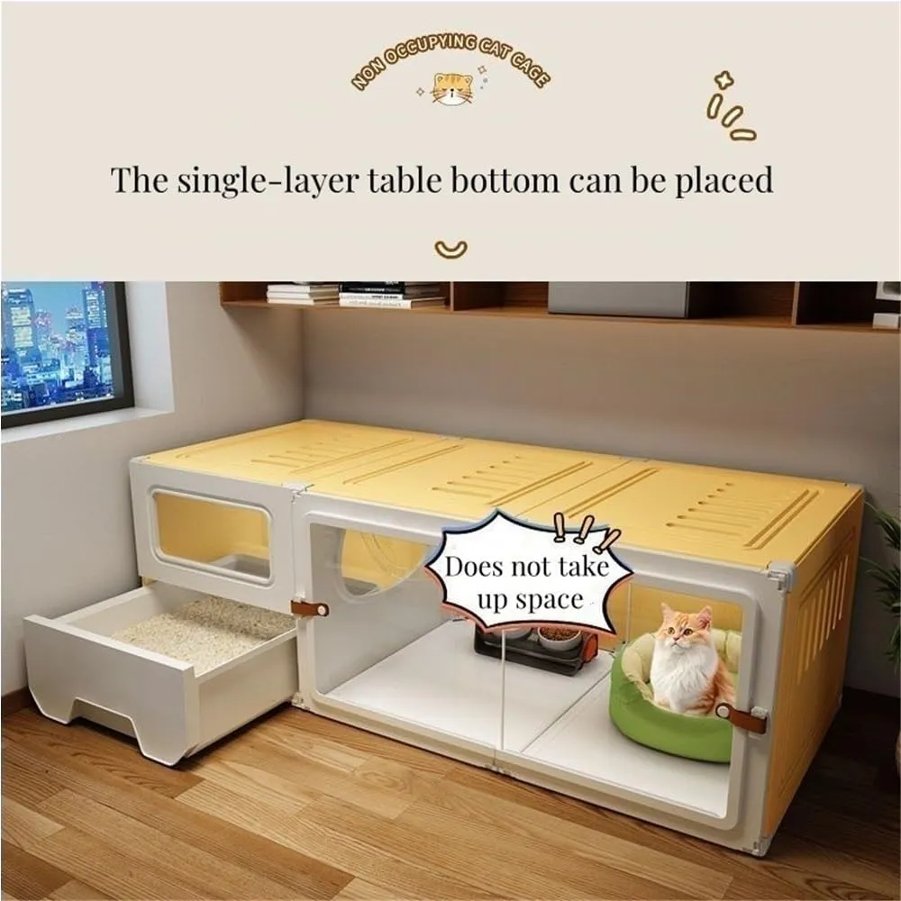 Cat Cage Indoor - Two-Layer Luxury Cat Villa with Litter Box - Spacious Pet House for Cats - Durable Plastic Construction - Ideal for Home Use