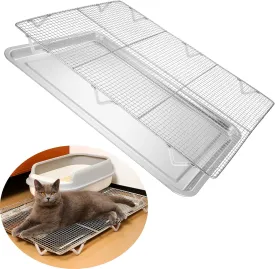 Cat Litter Mat,Stainless Steel Extra Large Cat Litter Box Mat,Easy-to-clean Metal XL Cat Litterbox Pads with a Detachable Bottom Tray.(29x21x2Inch)