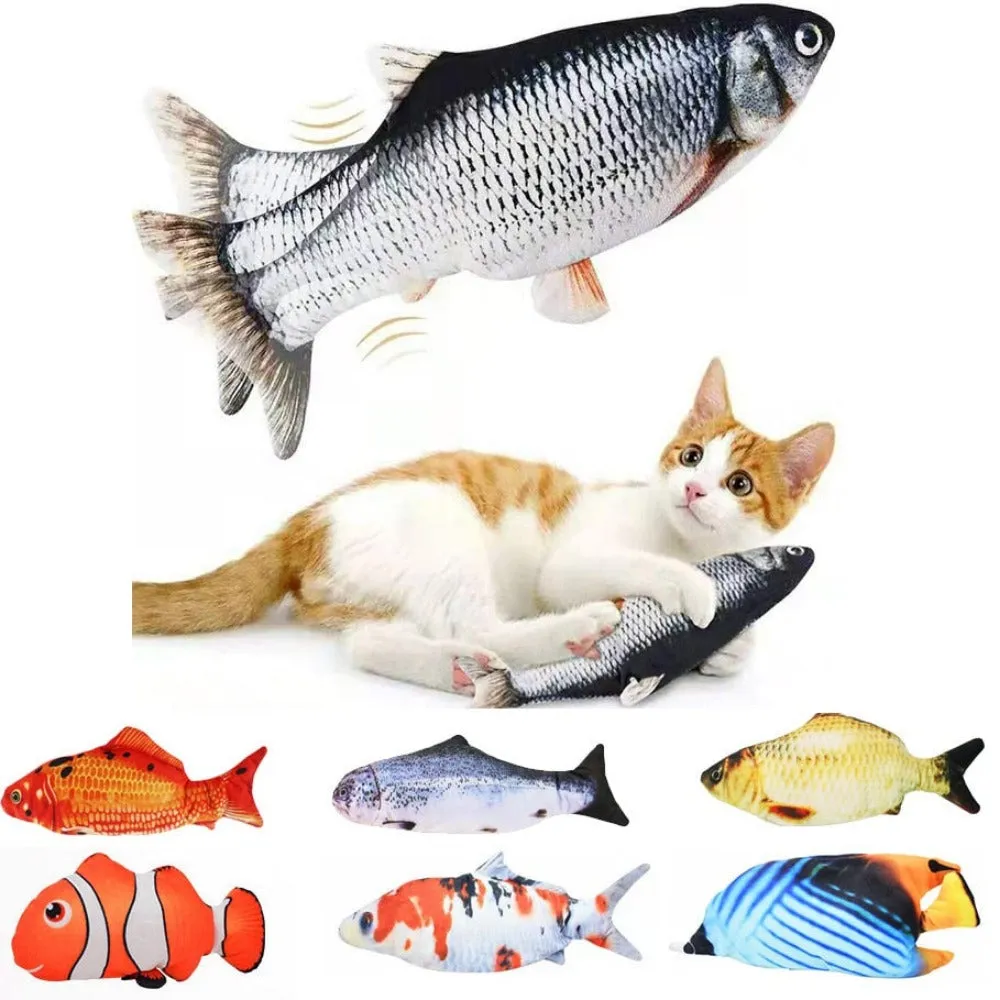 cat play toys moving fishes cat stuffed pillow doll floundering chew fish ✈️ free.shipping