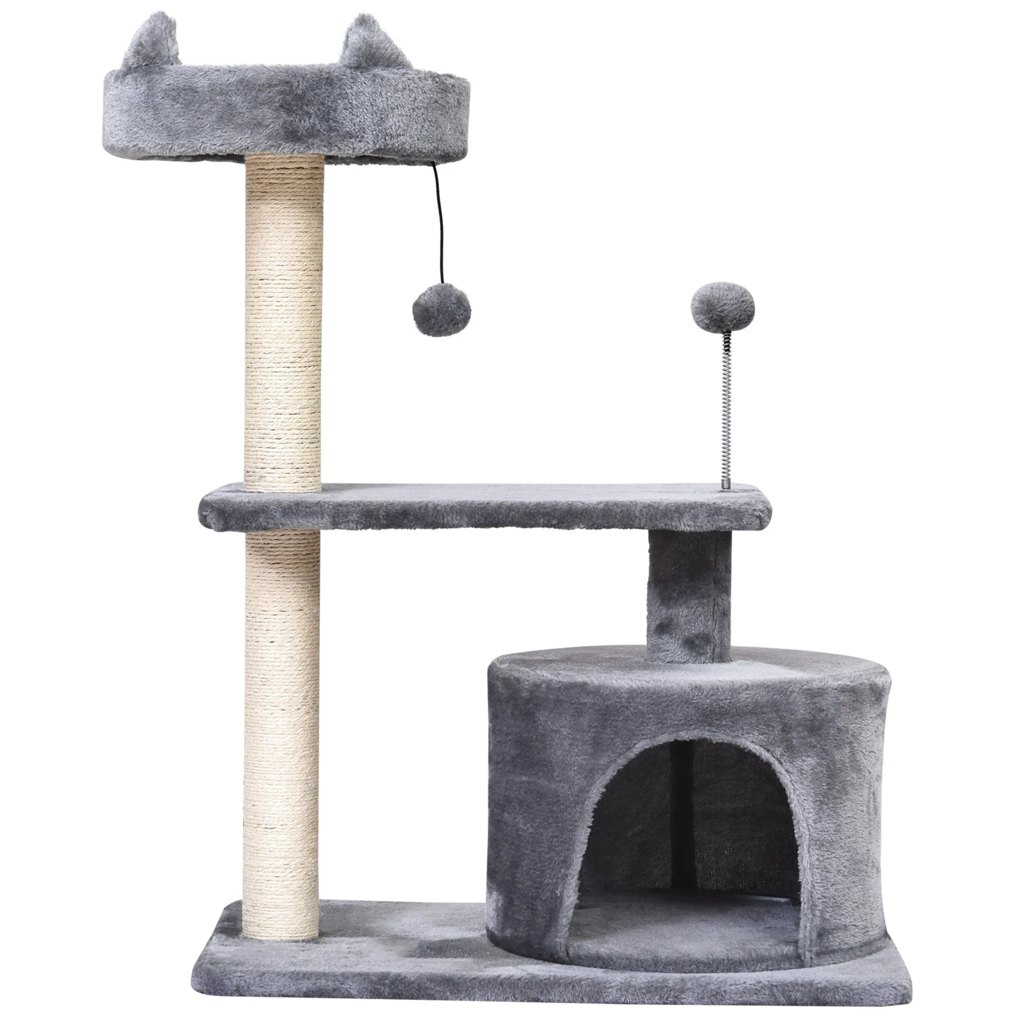 Cat Tree for Indoor Cats with Scratching Post Climbing Tower Kitty Activity Centre Condo Perch Jumping Platforms Grey 60L x 40W x 81H cm
