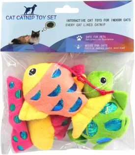 Catnip Toys Crinkle Paper, 3 Pack Cat Toys with Catnip, Cat Chew Toy for Indoor Cats, Fish Turtle Butterfly Catnip Toys