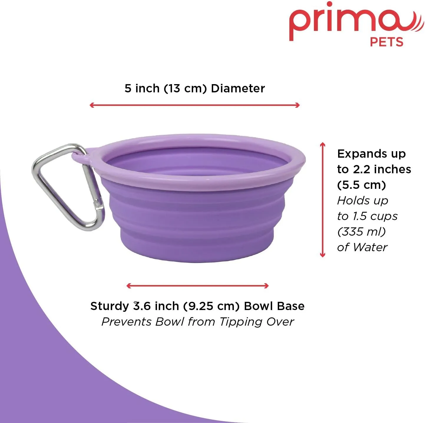 Collapsible Silicone Water Travel Bowl with Clip for Dog and Cat, Portable and Durable Pop-up Feeder for Convenient On-The-go Feeding  Size: Small (1.5 Cups) Purple  2 Pack