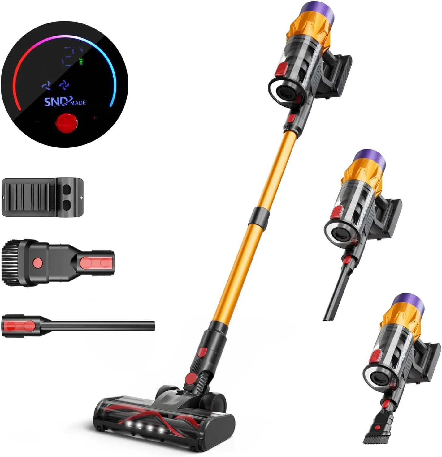 Cordless Vacuum Cleaner, 550W 55KPA 60 Mins Runtime Self-Standing Vacuum Cleaners, Stick Vacuum with Charging Dock Station Removable Battery, Handheld Vacuum for Pet Hair/Carpet/Floor