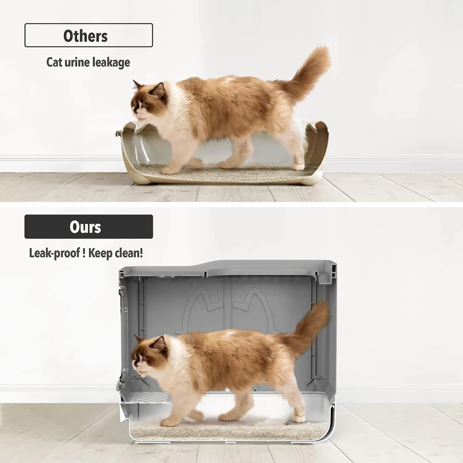 Covered Cat Litter Box for Indoor Cats, Anti-Splashing Large Enclosed Litter Box with Lid Top Side Entry Deep Drawer Kitty Litter Pan with Scoop Easy Cleaning