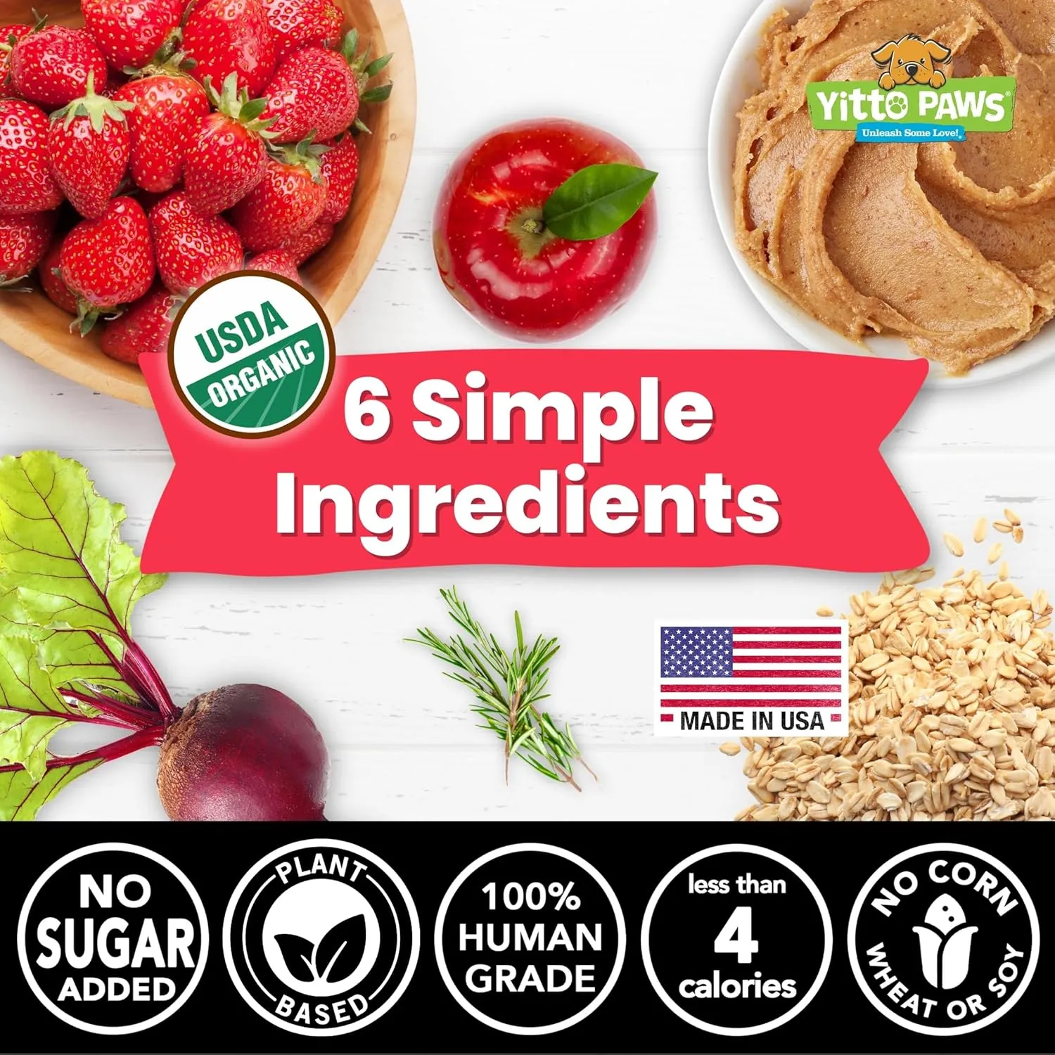 Crunchy Mini Organic Dog Training Treats - Oats, Strawberries & Peanut Butter  Healthy Puppy Treats, Vegan All Natural Made in USA Only  Low Calorie, Human-Grade No Sugar Added Puppy Biscuits