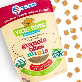Crunchy Mini Organic Dog Training Treats - Oats, Strawberries & Peanut Butter  Healthy Puppy Treats, Vegan All Natural Made in USA Only  Low Calorie, Human-Grade No Sugar Added Puppy Biscuits