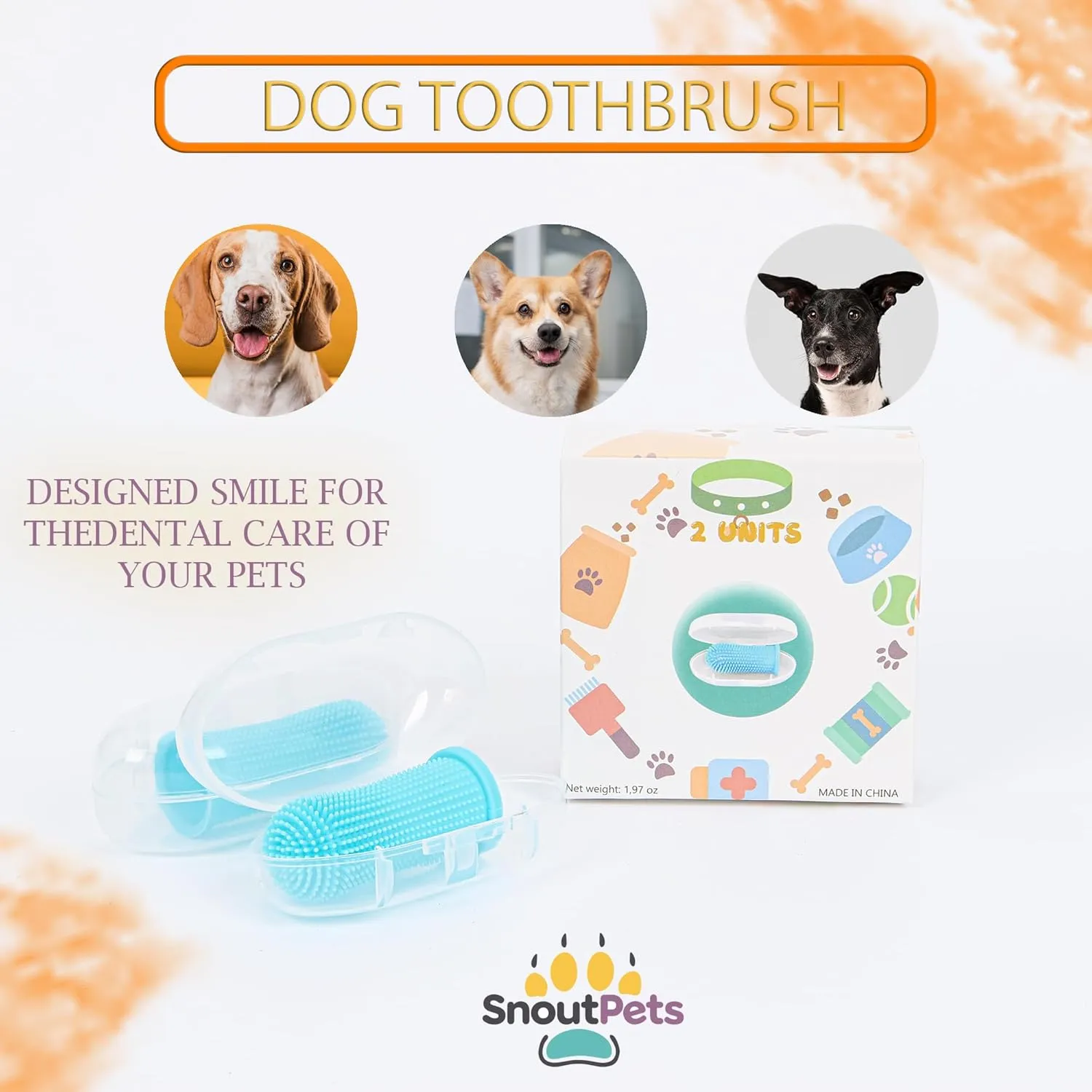 Cylindrical dog toothbrush for Dogsthe Easy to Use Dog Tooth Brushing Kit, With of Toothbrush for Dogs you will get the Hygiene, Takes Care of Teeth and Gums, Ideal for Pets of All Ages-2 Pack