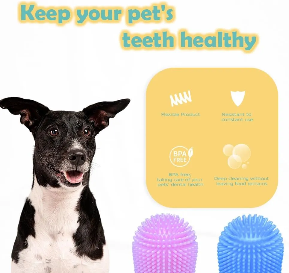 Cylindrical dog toothbrush for Dogsthe Easy to Use Dog Tooth Brushing Kit, With of Toothbrush for Dogs you will get the Hygiene, Takes Care of Teeth and Gums, Ideal for Pets of All Ages-2 Pack