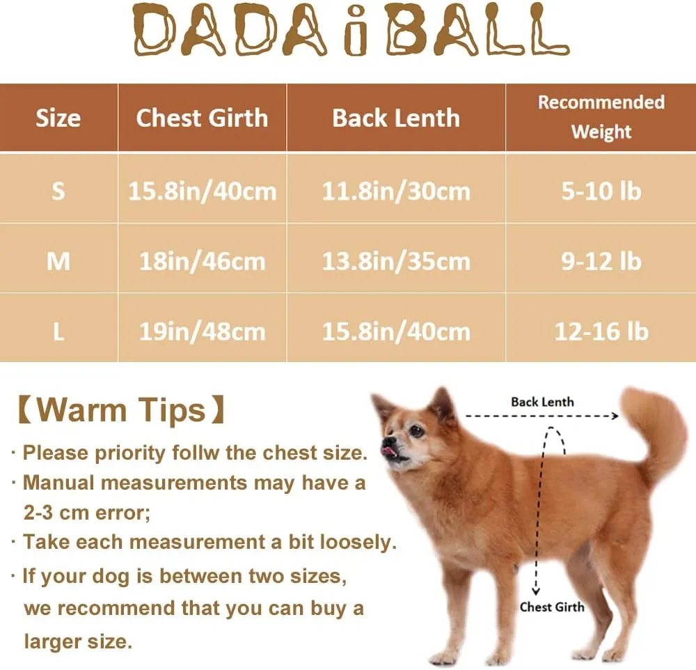 Dairycow Windproof Dog Winter Coat: Warm Dog Vest with 2 Soft Layers Thick Cotton Lining, Dog Cold Weather Coats Paded for Bulldog Teddy Small Medium Large Dogs(Small)