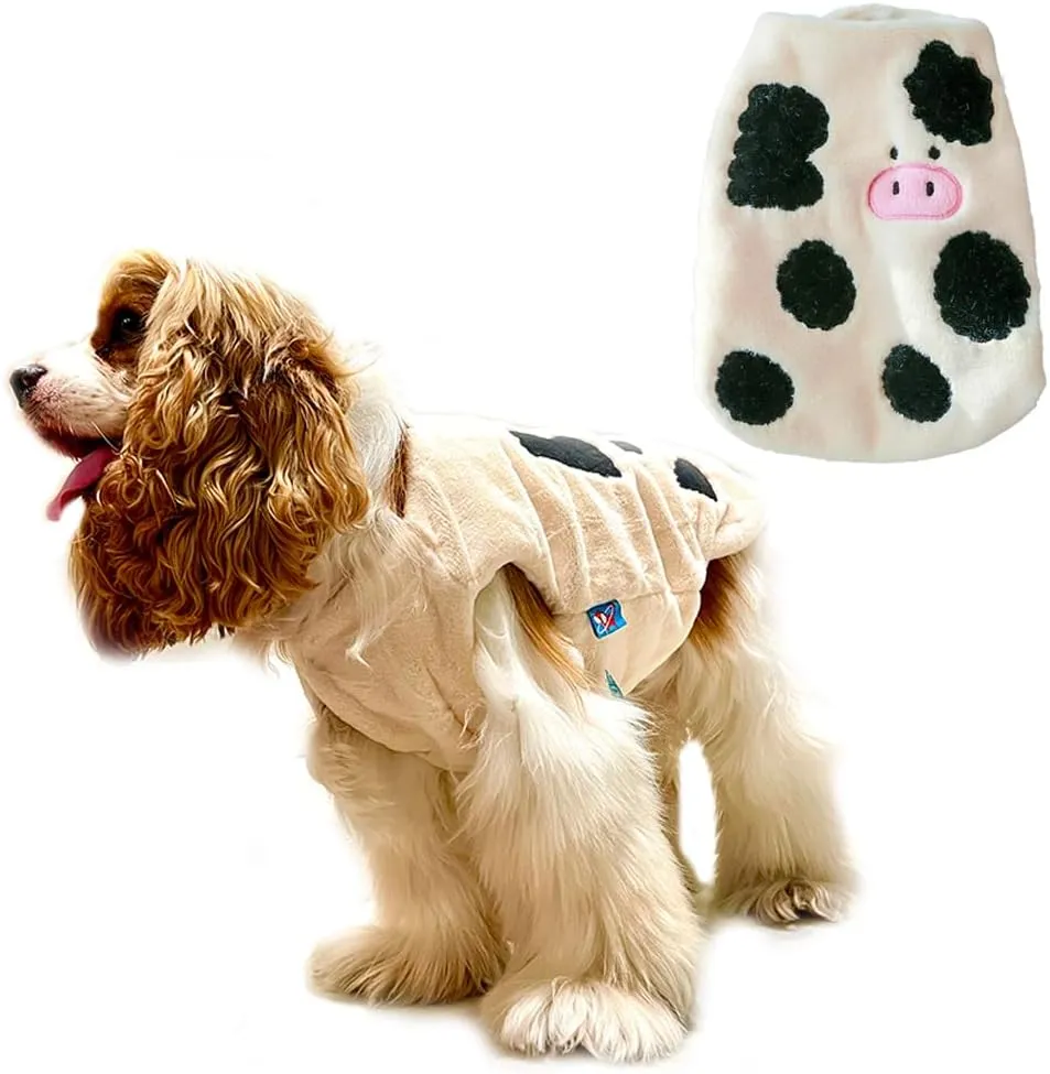 Dairycow Windproof Dog Winter Coat: Warm Dog Vest with 2 Soft Layers Thick Cotton Lining, Dog Cold Weather Coats Paded for Bulldog Teddy Small Medium Large Dogs(Small)