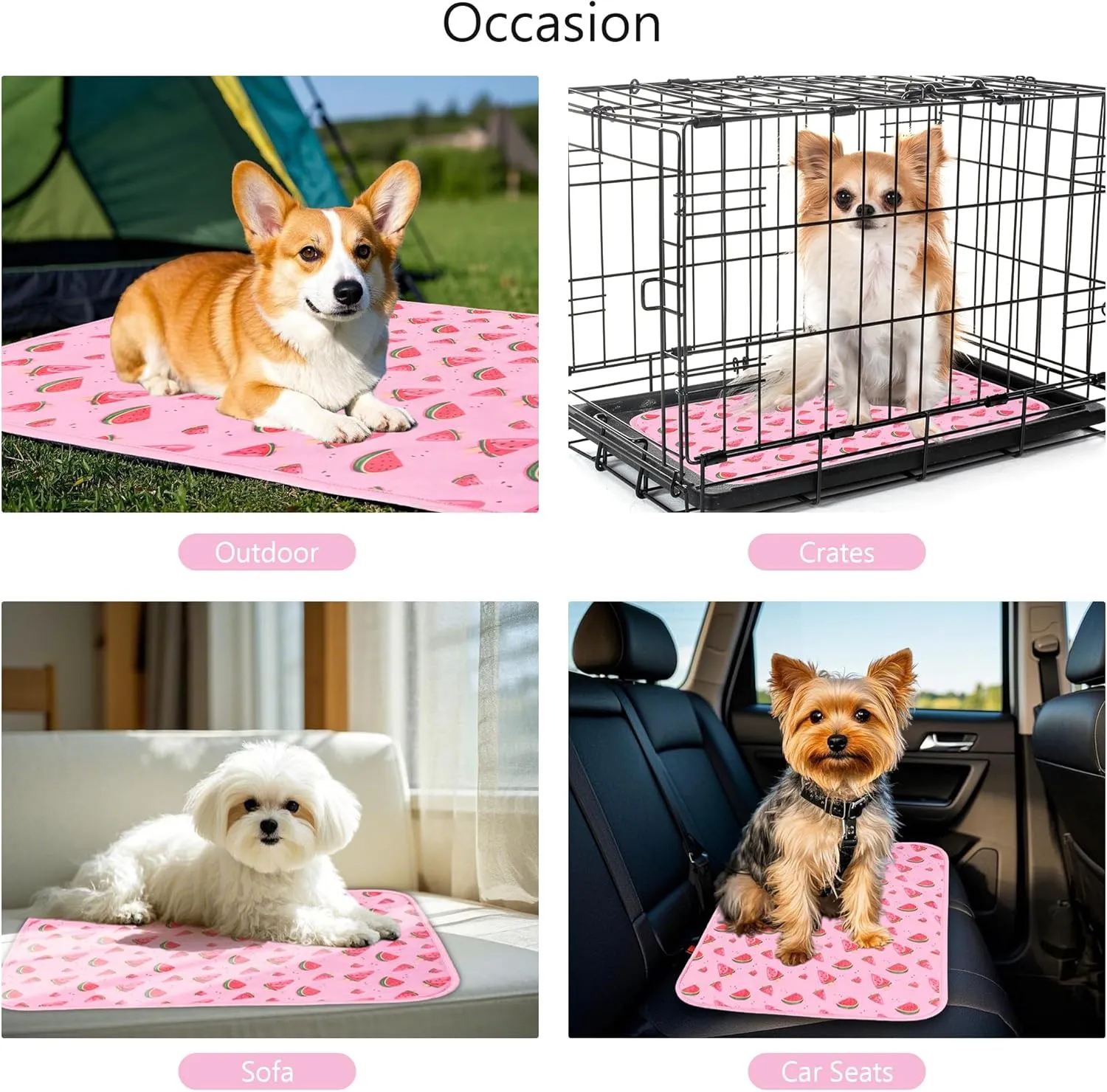 DELIFUR Cat Cooling Mat- Pet Cooling Mat Outdoor for Dogs Ice Pad for Kitten Cat Puppy Machine Washable (Small, Pink Watermelon)
