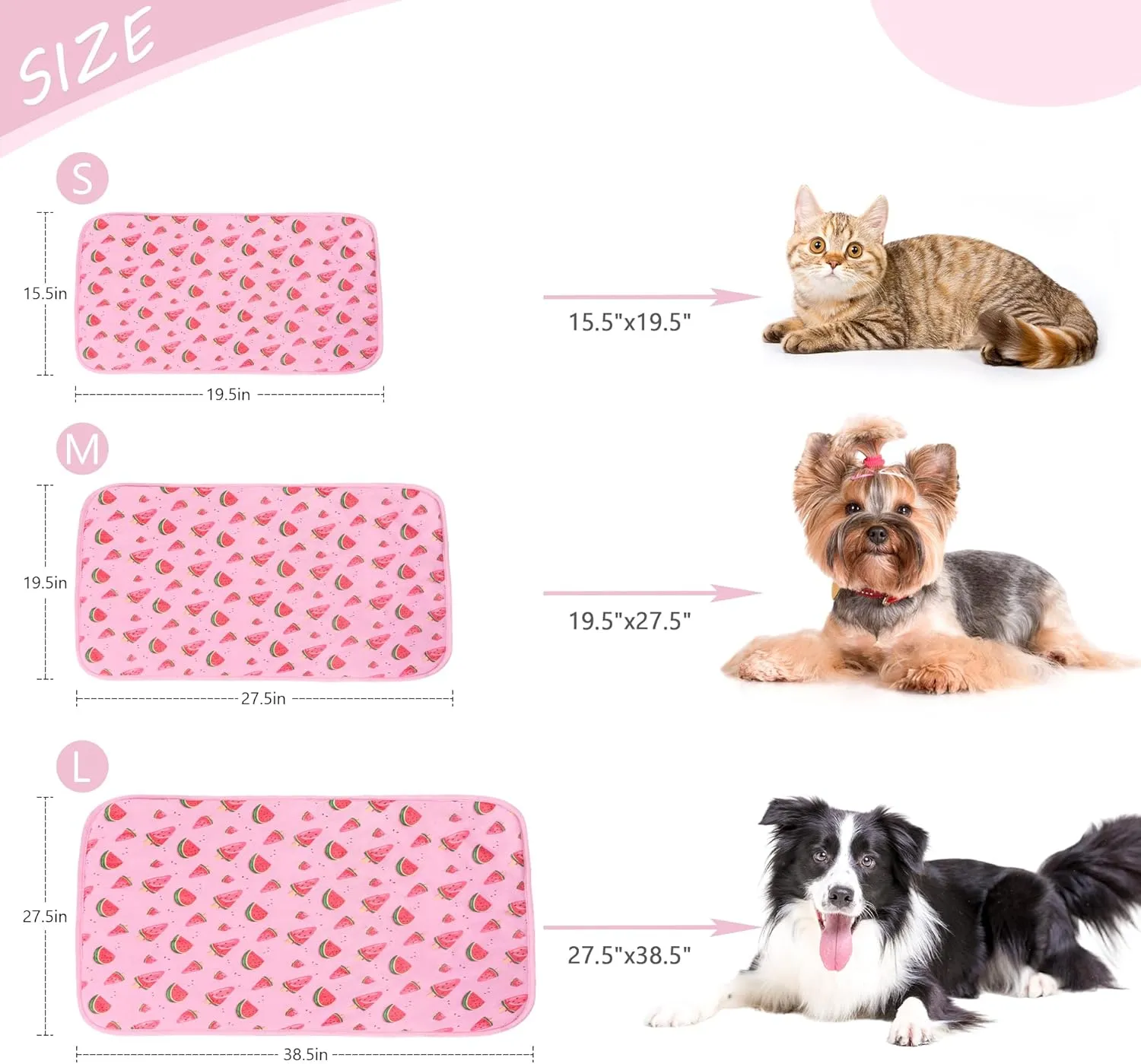 DELIFUR Cat Cooling Mat- Pet Cooling Mat Outdoor for Dogs Ice Pad for Kitten Cat Puppy Machine Washable (Small, Pink Watermelon)