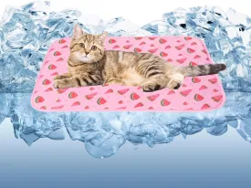 DELIFUR Cat Cooling Mat- Pet Cooling Mat Outdoor for Dogs Ice Pad for Kitten Cat Puppy Machine Washable (Small, Pink Watermelon)