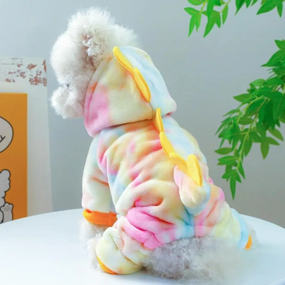 Dinosaur Dog Clothes for Small Dog Girl Boy, Fleece Winter Puppy Hoodies with Leash Ring, Cold Weather Coat for Cat, Funny Dinosaur Costume for Christmas Halloween. (Yellow, Medium)