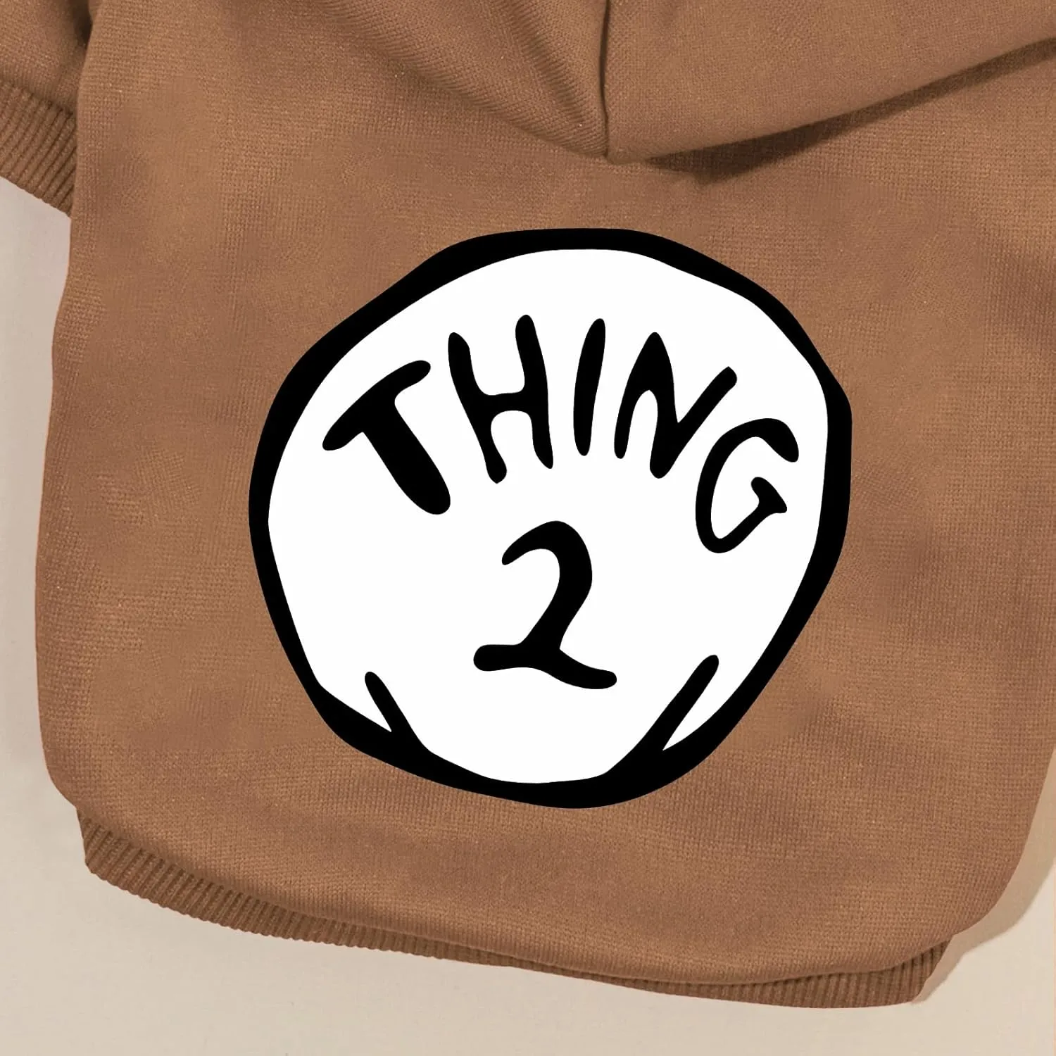 Dog Hoodie Pet Clothes for Small Dogs Thing 2 Printed Hoodies Medium Puppy Hooded Sweatshirt Pullover Outfit(Khaki,M)